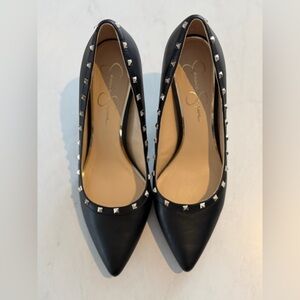 Jessica Simpson pointed toe Black Heels with Silver Studs